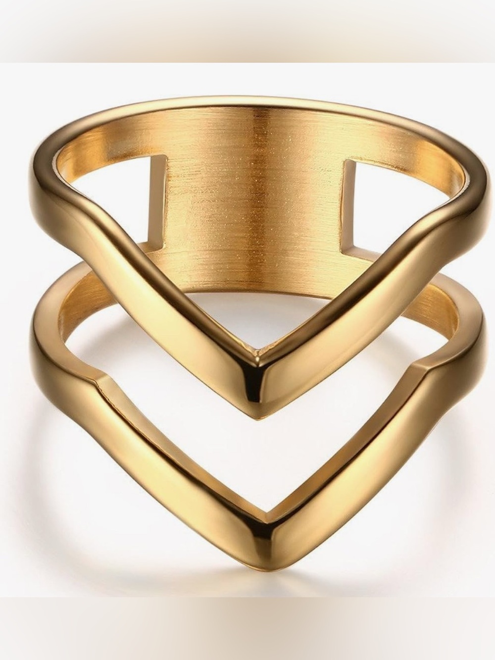 Stunning Nordstrom 18KT Gold Vermeil double V band Ring Size 7